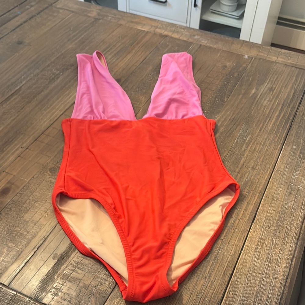 J. Crew Pink and Orange One Piece Swimsuit
